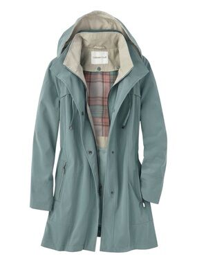 Coldwater Creek All-Seasons Coat w/ pockets Detachable Hood & Liner Teal Sz SP